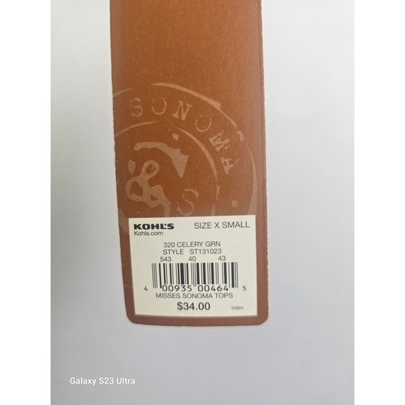 Women's,  Sonoma Lifestyle, 3/4 sleeve, szXS, peasant style NWT Neon green - Picture 5 of 6